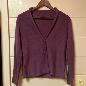 Eileen Fisher Merino Wool Rolled Hem Two Button Cardigan Size PP.
